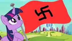 Size: 768x432 | Tagged: safe, artist:spayer, banned from derpibooru, deleted from derpibooru, derpibooru import, twilight sparkle, image, mouthpiece, nazi, png