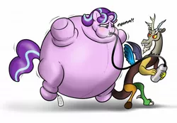 Size: 1280x888 | Tagged: safe, artist:redflare500, derpibooru import, discord, starlight glimmer, tank, derpibooru, hose, image, inflation, jpeg, meta, tags