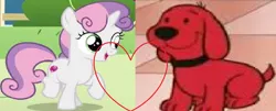 Size: 1340x540 | Tagged: safe, banned from derpibooru, deleted from derpibooru, derpibooru import, sweetie belle, clifford, clifford puppy days, crack shipping, shipping