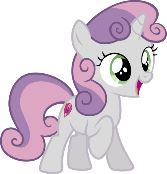 Size: 1024x1064 | Tagged: safe, artist:walruspal, banned from derpibooru, deleted from derpibooru, derpibooru import, sweetie belle, backwards cutie mark, cutie mark, open mouth, raised leg, simple background, solo, the cmc's cutie marks, transparent background, vector