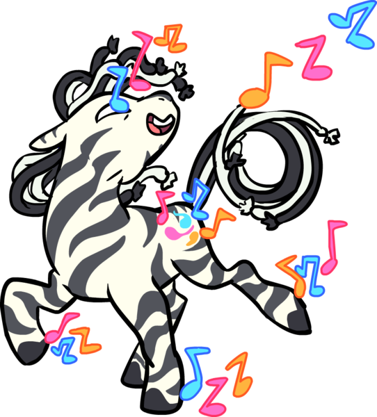 Size: 880x975 | Tagged: safe, artist:uglyfun, banned from derpibooru, deleted from derpibooru, derpibooru import, oc, oc:ruzeth, unofficial characters only, zebra, dancing, male, music notes, solo, stallion