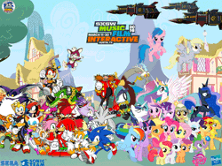 Size: 800x600 | Tagged: safe, banned from derpibooru, deleted from derpibooru, derpibooru import, apple bloom, applejack, derpy hooves, discord, firefly, flash sentry, fluttershy, pinkie pie, princess cadance, princess celestia, princess luna, rainbow dash, rarity, scootaloo, shining armor, spike, starlight glimmer, sunset shimmer, sweetie belle, twilight sparkle, alicorn, chao, amy rose, big the cat, blaze the cat, chaotix, charmy bee, chip (light gaia), cream the rabbit, cubot, cutie mark crusaders, doctor eggman, egg carrier, espio the chameleon, fiona the fox, fishing rod, hasbro, knuckles the echidna, marine the raccoon, mighty the armadillo, miles "tails" prower, orbot, ponyville, ray the flying, rouge the bat, sega, shadow the hedgehog, silver the hedgehog, sonic the hedgehog, sonic the hedgehog (series), sonic x, spear, twilight sparkle (alicorn), vector the crocodile, weapon