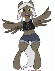 Size: 2333x3000 | Tagged: safe, artist:orang111, banned from derpibooru, deleted from derpibooru, derpibooru import, oc, oc:lynn, unofficial characters only, bipedal, clothes, midriff, pants, tanktop