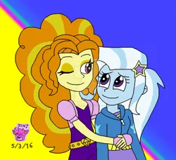 Size: 1024x935 | Tagged: safe, artist:resotii, banned from derpibooru, deleted from derpibooru, derpibooru import, adagio dazzle, trixie, equestria girls, female, lesbian, shipping, triagio