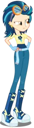 Size: 204x755 | Tagged: safe, artist:haleyc4629, banned from derpibooru, deleted from derpibooru, derpibooru import, indigo zap, equestria girls, alternate costumes, alternate universe, belt, boots, clothes, ear piercing, earring, fingerless gloves, gloves, goggles, hand on hip, jewelry, piercing, shoes, solo