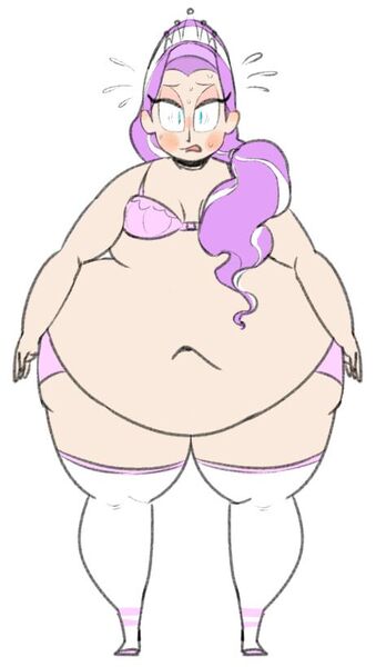 Size: 462x817 | Tagged: suggestive, artist:ross irving, artist:ultrahand, banned from derpibooru, deleted from derpibooru, derpibooru import, diamond tiara, human, belly, belly button, big belly, blushing, bra, chubby, chubby diamond, clothes, deep navel, fat, female, humanized, image, jpeg, morbidly obese, obese, pear shaped, socks, solo, solo female, thighs, thunder thighs, underwear, wide hips