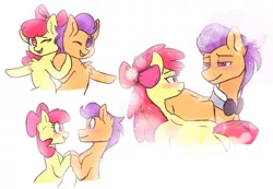 Size: 2043x1410 | Tagged: safe, artist:imarieu, artist:imarieublog, banned from derpibooru, deleted from derpibooru, derpibooru import, apple bloom, tender taps, adult, age progression, blushing, bowtie, chest fluff, female, male, older, shipping, simple background, straight, teenager, tendaww taps, tenderbloom, white background