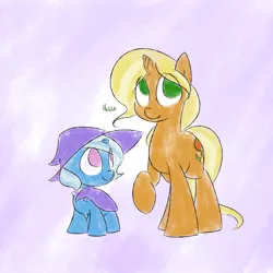 Size: 500x500 | Tagged: safe, artist:bakasan, banned from derpibooru, deleted from derpibooru, derpibooru import, idw, sunflower spectacle, trixie, pony, unicorn, the little magician, spoiler:comic, spoiler:comic40, female, filly, filly trixie, like mother like daughter, mare, mother and child, mother and daughter, young, younger