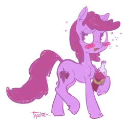 Size: 1000x977 | Tagged: safe, artist:ponyshot, banned from derpibooru, deleted from derpibooru, derpibooru import, berry punch, berryshine, earth pony, pony, bottle, drink, drunk, female, mare, simple background, solo, transparent background
