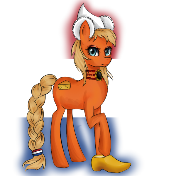 Size: 1000x1000 | Tagged: safe, artist:yuntaoxd, banned from derpibooru, deleted from derpibooru, derpibooru import, oc, ponified, unofficial characters only, pony, braided tail, cheese, dutch, dutch cap, food, hat, jewelry, nation ponies, necklace, netherlands, simple background, solo, transparent background