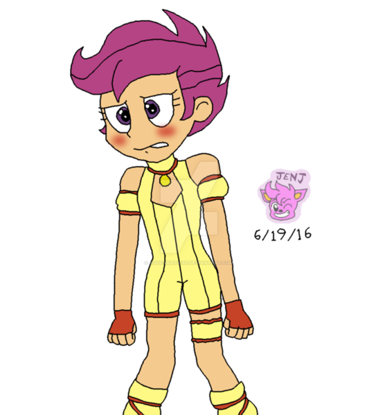 Size: 853x937 | Tagged: safe, artist:resotii, banned from derpibooru, deleted from derpibooru, derpibooru import, scootaloo, equestria girls, blushing, pudding fong, tokyo mew mew, watermark