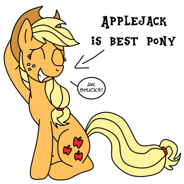 Size: 1000x1000 | Tagged: safe, artist:wertyla, banned from derpibooru, deleted from derpibooru, derpibooru import, applejack, best pony, eyes closed, incoming drama, simple background, sitting, solo