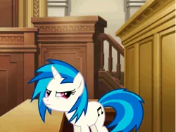 Size: 800x600 | Tagged: safe, banned from derpibooru, deleted from derpibooru, derpibooru import, vinyl scratch, ace attorney, courtroom, phoenix wright