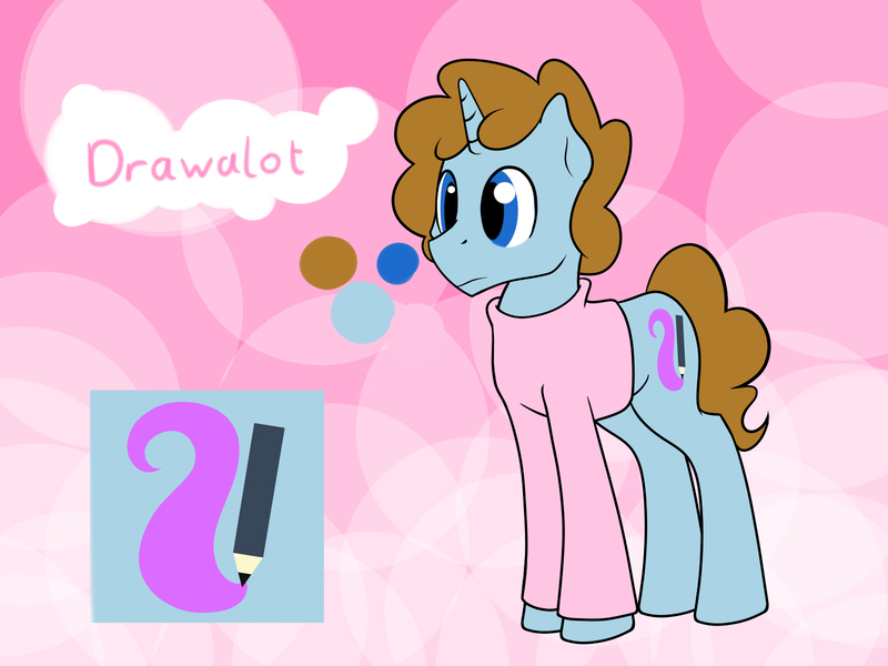 Size: 1600x1200 | Tagged: safe, artist:timidwithapen, banned from derpibooru, deleted from derpibooru, derpibooru import, oc, oc:drawalot, cutie mark, jumper, pink, reference sheet