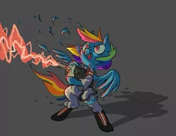 Size: 914x705 | Tagged: safe, artist:uglyfun, banned from derpibooru, deleted from derpibooru, derpibooru import, rainbow dash, ghostbusters, ghostbusters 2016, proton pack, solo