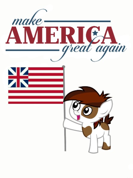 Size: 446x595 | Tagged: safe, banned from derpibooru, deleted from derpibooru, derpibooru import, pipsqueak, american flag, flag, grand union flag, make america great again, mouthpiece, politics, remake, simple background, solo, united kingdom, united states