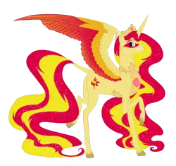 Size: 1024x961 | Tagged: safe, artist:animalpainter, banned from derpibooru, deleted from derpibooru, derpibooru import, sunset shimmer, alicorn, pony, unicorn, alicornified, backwards cutie mark, ethereal mane, jewelry, masked shimmer, race swap, regalia, shimmercorn, solo