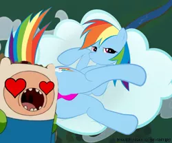 Size: 1024x851 | Tagged: suggestive, banned from derpibooru, deleted from derpibooru, derpibooru import, rainbow dash, adventure time, ass, butt, crossover, finn the human, finnxdash, love