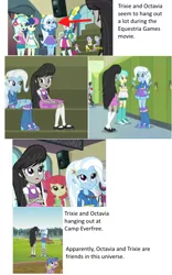 Size: 1035x1660 | Tagged: safe, banned from derpibooru, deleted from derpibooru, derpibooru import, edit, edited screencap, editor:i-mlp2020, screencap, octavia melody, photo finish, ringo, sophisticata, tennis match, trixie, equestria girls, friendship games, legend of everfree, background human, camp everfree outfits, chs rally song, clothes, converse, lockers, shoes