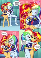 Size: 1200x1696 | Tagged: suggestive, banned from derpibooru, deleted from derpibooru, derpibooru import, rainbow dash, sunset shimmer, female, lesbian, shipping, sunsetdash