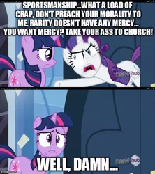 Size: 500x562 | Tagged: safe, banned from derpibooru, deleted from derpibooru, derpibooru import, rarity, twilight sparkle, meme, stone cold steve austin