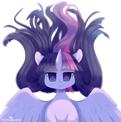 Size: 1280x1291 | Tagged: safe, artist:pastelmistress, banned from derpibooru, deleted from derpibooru, derpibooru import, twilight sparkle, twilight sparkle (alicorn), alicorn, pony, long hair, simple background, solo, spread wings, white background, wings