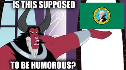 Size: 1280x719 | Tagged: safe, banned from derpibooru, deleted from derpibooru, derpibooru import, lord tirek, twilight's kingdom, cody's list o'shame, exploitable meme, george washington, is this supposed to be humorous, meme, washington, washington flag