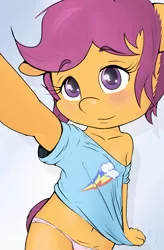 Size: 2500x3800 | Tagged: suggestive, artist:mdgusty, banned from derpibooru, deleted from derpibooru, derpibooru import, rainbow dash, scootaloo, anthro, blushing, clothes, female, lesbian, lolicon, panties, scootadash, selfie, shipping, solo, solo female, underage, underwear