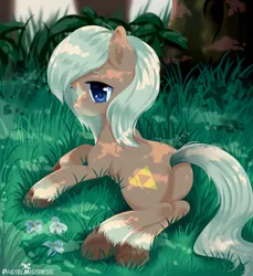 Size: 1280x1396 | Tagged: safe, artist:pastelmistress, banned from derpibooru, deleted from derpibooru, derpibooru import, ponified, earth pony, pony, butt, crossover, cute, epona, eponadorable, female, forest, grass, mare, nintendo, plot, prone, relaxing, shade, smiling, solo, the legend of zelda, underhoof, unshorn fetlocks