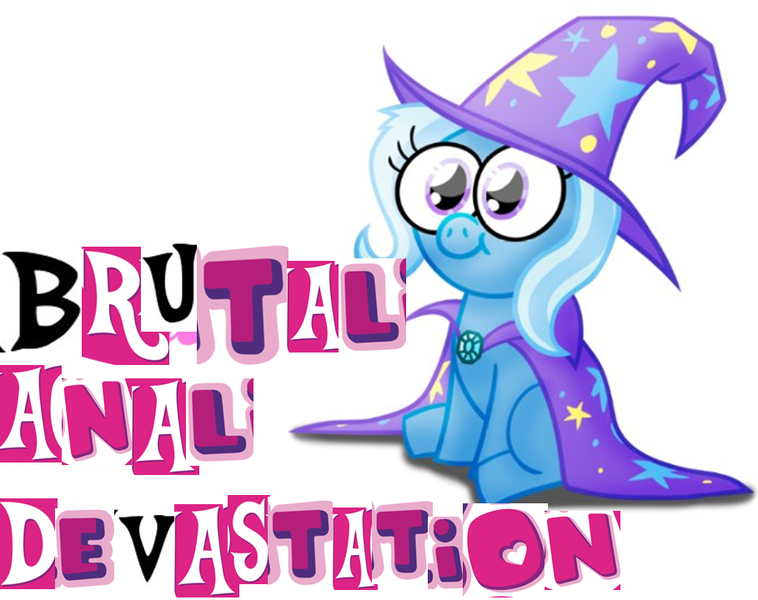 Size: 909x720 | Tagged: questionable, artist:piemations, banned from derpibooru, deleted from derpibooru, derpibooru import, edit, editor:asdfghjkl, trixie, big eyes, caption, cute, expand dong, exploitable meme, image macro, implied anal, implied sex, meme, solo, vulgar