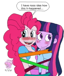 Size: 1024x1219 | Tagged: safe, artist:resotii, banned from derpibooru, deleted from derpibooru, derpibooru import, pinkie pie, twilight sparkle, equestria girls, female, lesbian, shipping, streamers, twinkie