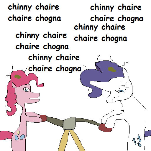 Size: 512x512 | Tagged: safe, artist:dellovan, banned from derpibooru, deleted from derpibooru, derpibooru import, pinkie pie, rarity, cherrychanga, chimicherry, chimicherrychanga, comic sans, digital art, ms paint, stylistic suck