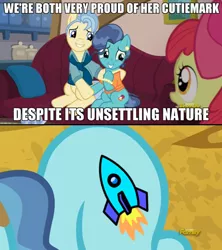 Size: 454x511 | Tagged: safe, banned from derpibooru, deleted from derpibooru, derpibooru import, apple bloom, liza doolots, petunia, petunia paleo, tootsie flute, the fault in our cutie marks, exploitable meme, meme, petunia paleo's unsettling cutie mark, spaceship