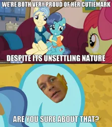 Size: 996x1125 | Tagged: safe, banned from derpibooru, deleted from derpibooru, derpibooru import, screencap, apple bloom, petunia paleo, the fault in our cutie marks, are you sure about that, cutie mark, exploitable meme, john cena, meme, petunia paleo's unsettling cutie mark