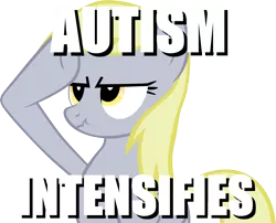 Size: 4576x3704 | Tagged: safe, banned from derpibooru, deleted from derpibooru, derpibooru import, derpy hooves, autism, caption, downvote bait, image macro, meme, salute, text