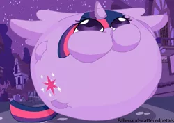 Size: 1024x724 | Tagged: safe, artist:fallenandscattered, banned from derpibooru, deleted from derpibooru, derpibooru import, twilight sparkle, alicorn, magical mystery cure, inflation, magic inflation, solo, twilight sparkle (alicorn)