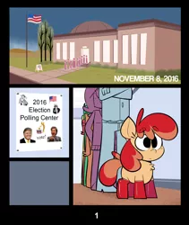 Size: 1078x1280 | Tagged: safe, artist:belaboy, banned from derpibooru, deleted from derpibooru, derpibooru import, oc, oc:flan pone, unofficial characters only, comic, donald trump, election, hillary clinton