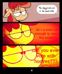 Size: 1078x1280 | Tagged: safe, artist:belaboy, banned from derpibooru, deleted from derpibooru, derpibooru import, oc, oc:flan pone, unofficial characters only, comic, nonplussed