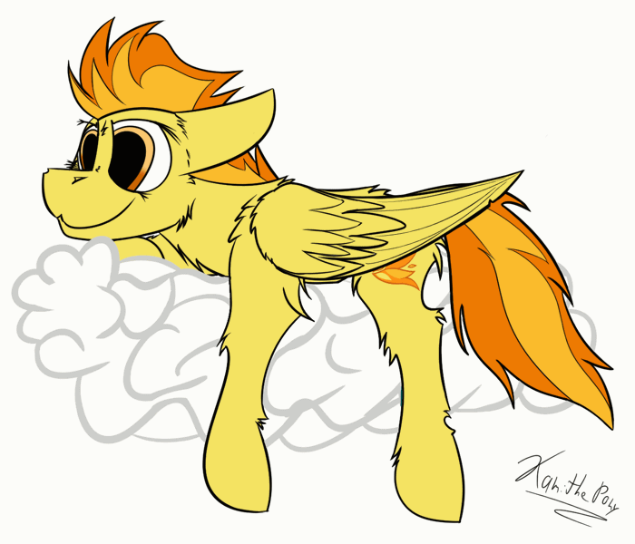 Size: 1265x1085 | Tagged: safe, artist:kamithepony, banned from derpibooru, deleted from derpibooru, derpibooru import, spitfire, animated, cloud, cute, cutefire, prone, simple background, solo, wonderbolts