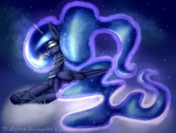 Size: 3200x2400 | Tagged: safe, artist:midlstrit, banned from derpibooru, deleted from derpibooru, derpibooru import, princess luna, firefly (insect), insect, cloud, jewelry, necklace, prone, solo, stars