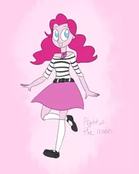 Size: 800x1000 | Tagged: safe, artist:flight-of-the-moon, banned from derpibooru, deleted from derpibooru, derpibooru import, pinkie pie, equestria girls, alternate costumes, alternate hairstyle, clothes, dress, socks, solo