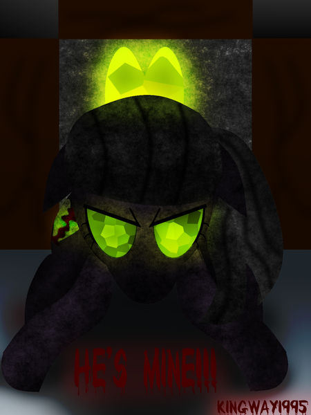 Size: 1200x1600 | Tagged: grimdark, artist:kingway1995, banned from derpibooru, deleted from derpibooru, derpibooru import, limestone pie, golem, angry, cursed, floppy ears, looking at you, mine, monster, poster, solo, winter