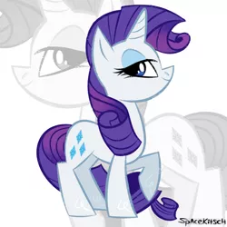 Size: 1280x1280 | Tagged: safe, artist:spacekitsch, banned from derpibooru, deleted from derpibooru, derpibooru import, rarity, looking at you, profile, raised hoof, solo, zoom layer