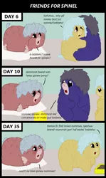 Size: 600x1008 | Tagged: grimdark, artist:wolfram_sparks, banned from derpibooru, deleted from derpibooru, derpibooru import, oc, oc:diamond, oc:spinel, unofficial characters only, fluffy pony, abuse, amputation, amputee, bully, bullying, crying, fluffy pony grimdark, neglect, pillow fluff