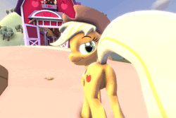 Size: 720x480 | Tagged: suggestive, artist:mlpfimguy, banned from derpibooru, deleted from derpibooru, derpibooru import, applejack, pony, 3d, absurd file size, animated, bedroom eyes, butt, butt shake, jiggle, plot, solo