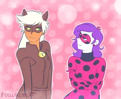 Size: 1280x1056 | Tagged: safe, artist:feellikeaplat, banned from derpibooru, deleted from derpibooru, derpibooru import, applejack, rarity, human, crossover, dark skin, female, humanized, lesbian, miraculous ladybug, rarijack, shipping