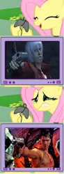 Size: 564x1540 | Tagged: safe, banned from derpibooru, deleted from derpibooru, derpibooru import, fluttershy, dante, devil may cry, dmc, exploitable meme, meme, obligatory pony, tv meme