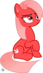 Size: 1700x2877 | Tagged: safe, artist:arifproject, banned from derpibooru, deleted from derpibooru, derpibooru import, oc, oc:downvote, ponified, unofficial characters only, earth pony, pony, derpibooru, derpibooru ponified, female, lidded eyes, mare, meta, raised hoof, simple background, sitting, solo, transparent background, unamused