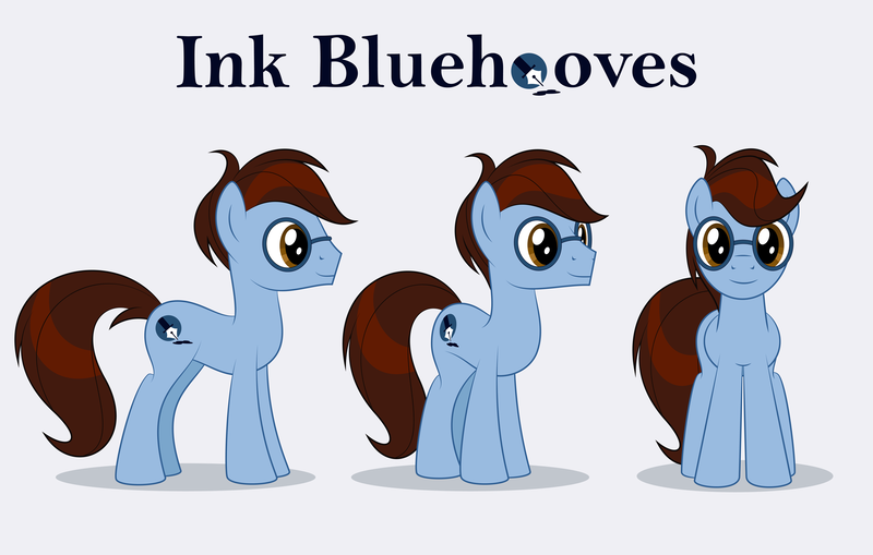 Size: 1949x1240 | Tagged: safe, artist:culu-bluebeaver, banned from derpibooru, deleted from derpibooru, derpibooru import, oc, oc:bluehooves, unofficial characters only, earth pony, pony, brown eyes, cutie mark, glasses, male, reference, reference sheet, simple background, solo, stallion