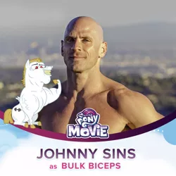 Size: 1000x1000 | Tagged: safe, banned from derpibooru, deleted from derpibooru, derpibooru import, human, my little pony: the movie, exploitable meme, fake, irl, irl human, johnny sins, meme, movie poster, photo, voice actor reveal meme
